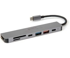 Platinet 7in1 USB-C šakotuvas (PMH9997B) (1xHDMI 4K; 1xUSB-C; 2xUSB 3.2; SD MicroSD)