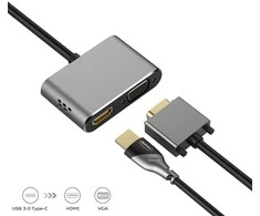 Platinet adapteris USB-C – HDMI/VGA (45224)