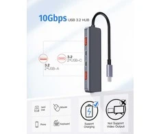 PLATINET medijos šakotuvas USB-C į 2X USB-A 3.2 GEN2 + 2X USB-C 3.2 GEN2 + USB-C PD 100W 5IN1 ALIUMINIS [46237]