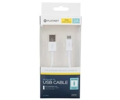 Platinet kabelis microUSB 1m, baltas