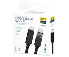USB kabelis Platinet "USB-C (Type-C) to USB-C (Type-C)" (5A) juodas 2M