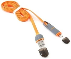 Platinet kabelis USB – microUSB/Lightning 1m, oranžinis (42873)