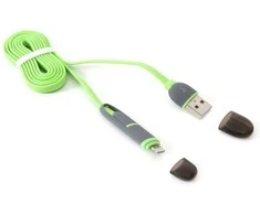 Platinet kabelis USB – microUSB/Lightning 1m, žalias (42872)