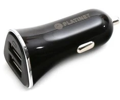 Platinet automobilinis pakrovėjas + laidas 2xUSB 3400mA, juodas (43719)