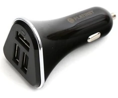 Platinet automobilinis pakrovėjas + laidas 3xUSB 5200mA, juodas (43721)