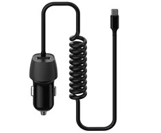 Įkroviklis automobilinis Platinet (PLCRSC) su Type-C laidu (1xUSB 3.4A) juodas