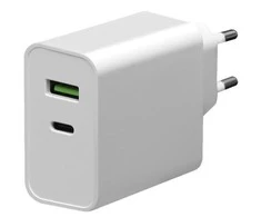 Įkroviklis Platinet QuickCharge Type-C+USB 2.4A (45W) baltas