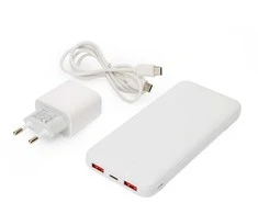 Platinet power bank + USB charger 10000mAh Kit PMPB10SETW, baltas
