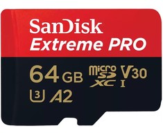 Sandisk atminties kortelė Micro SDXC 64GB Extreme Pro + adapteris