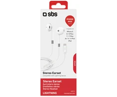 SBS ausinės Stereo Earset Lightning, baltas