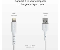 SBS laidas USB - Lightning 1m, baltas