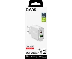 Kilimėlis SBS charger USB/USB-C 20W, baltas