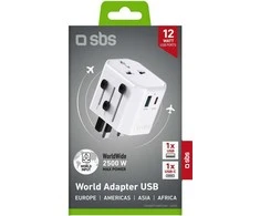 SBS TEADAPTUSBTCUNI USB-C USB-A universalus kelioninis adapteris - Baltos