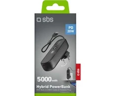 SBS power bank PD20 5000mAh, juodas
