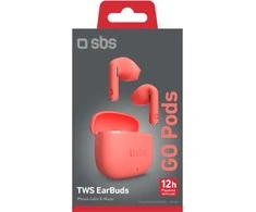 SBS belaidės ausinės Go Pods TWS, raudonos