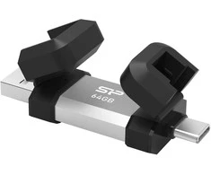 Silicon Power flash drive 64GB Mobile C51, sidabrinis