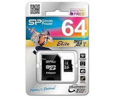 Silicon Power atminties kortelė Micro SDXC 64GB Elite + adapteris
