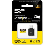 Kietasis diskas Silicon Power Micro SDXC 256GB atminties kortelė Inspire + kortelių skaitytuvas