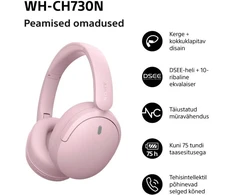 Sony belaidės ausinės WH-CH730N, rožinė