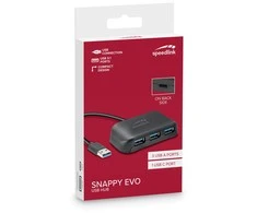 Speedlink SNAPPY EVO USB Hub , 4-Port, USB 3.0, USB 3.1 Gen 1 USB 3.2 Gen 1 (5 Gbit-s), Passive, Juodas