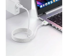 „Tech-Protect MMC01 Ultraboost USB-C / USB-C MagSafe 3 140W 200cm“ laidas, skirtas „MacBook“ – Baltas