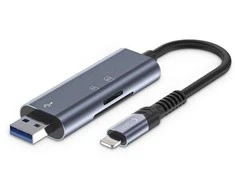 Atminties kortelių skaitytuvas SD + Micro SD Lightning + USB Tech-Protect UltraBoost pilkos spalvos