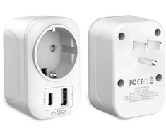 Tech-Protect travel adapter TA100 US-EU, baltas