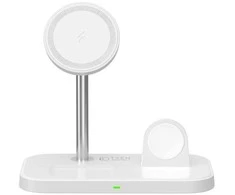 Belaidis magnetinis įkroviklis 3in1 15W telefonams su MagSafe, AirPods, Apple Watch Watch Tech-Protect QI15W A22 baltos spalvos