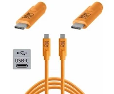 Tether Tools Pro cable USB-C - USB-C 4,6m, oranžinis