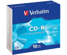 VERBATIM CD-R 80 min. / 700 MB 48x 10 pakuočių plonas dėklas DataLife, papildomas apsauginis paviršius