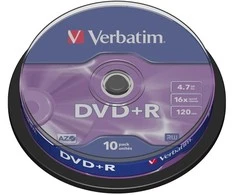Verbatim DVD+R 4.7GB 16X 10pack AZO Matinis Sidabrinis cake box - 43498