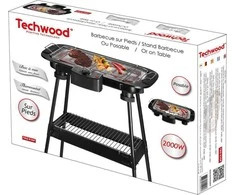 Virtuvinės svarstyklės Elektrinis Grilis - Techwood TBQ-836P 2 000 W 38 × 22 cm Juodas