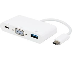 Vivanco adapteris USB-C – VGA 3in1, baltas (34294)