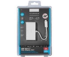 Vivanco adapteris USB-C – VGA 3in1, baltas (34294)