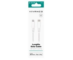 Vivanco USB-C laidas – žaibas 0,5 m, baltas (62227)