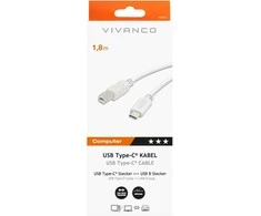 „Vivanco“ laidas USB-C – USB-B 1,8 m, baltas (45355)