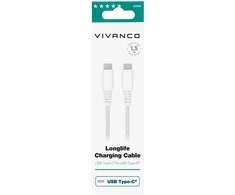 Vivanco kabelis USB-C – USB-C LongLife Charging 1,5 m, baltas (62398)