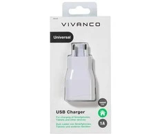 Vivanco USB įkroviklis 1A, baltas (38348)