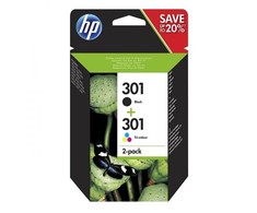 Hewlett Packard (HP) HP 301 rašalo kasetė, 2 vnt. pakuotė, juoda ir spalvota (CH561EE + CH562EE)