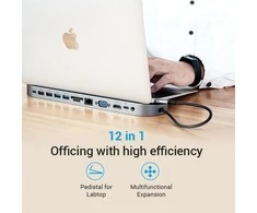 Vention Vėdinimo prijungimo stotis 12in1: USB-C prie HDMI/USB2.0 x 2/USB3.0 x 2/VGA/USB-C/RJ45/SD/TF