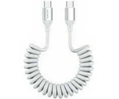 Kabelis 4smarts spiralinis USB-C į USB-C 100W baltos spalvos