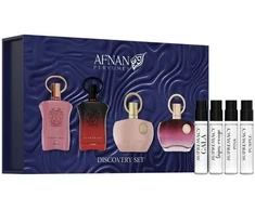 Afnan Discovery Set 9pm EDP rinkinys moterims (EDP 9pm 2 ml + EDP 9pm Rebel 2 ml + EDP 9pm Femme 2 ml + EDP 9am Femme 2 ml + EDP 9am Dive 2 ml)