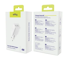 "Allity" sieninis įkroviklis GaN PD QC ATC-01-45WCC 2x USB-C 45W baltas