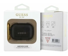 Guess PU Grained Classic Logo Apple AirPods Pro 2 dėklas jūsų ausinėms juodos spalvos