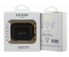Guess PU Grained Classic Logo Apple AirPods 3 dėklas jūsų ausinėms juodos spalvos