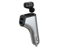 Įkroviklis automobilinis Platinet + Bluetooth ausinė (2xUSB 2.4A)