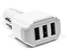 Axiver Triple Premium Car charger 3 x USB 4.4A Baltas