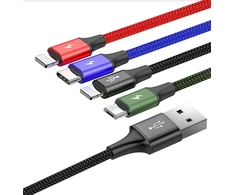 Baseus CA1T4-A01 Fast 4in1 Charging Cable 2x Lightning, USB-C, MicroUSB 3.5A 1.2m / juodas