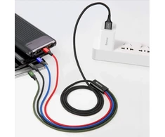 Baseus CA1T4-A01 Fast 4in1 Charging Cable 2x Lightning, USB-C, MicroUSB 3.5A 1.2m / juodas