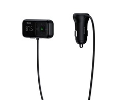 Transmiteris Baseus T-Typed S-16 Bluetooth MP3 grotuvas/FM bangų moduliatorius (laisvų rankų įranga,Micro SD,LCD,2xUSB Quick Charge 2.1A įkroviklis) juodas CCTM-D01